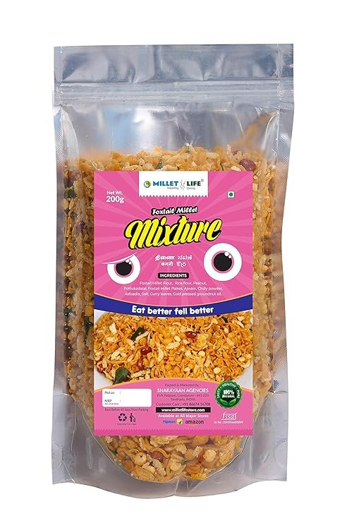 Millet Life Foxtail Millet Snacks 600g (3 * 200g) Tasty and Nutritious Millet Namkeen/Mixture