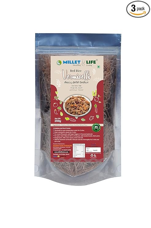 Millet Life Horse Gram Vermicelli 600g ( 3*200g ) Pack of 3 Taste and Nutritious Horse Gram Vermicelli 600g