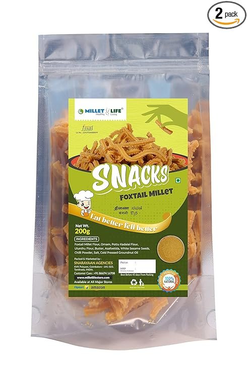 Millet Life Foxtail Millet Snacks 400g (2 * 200g) Tasty and Nutritious Chakli/Murukkus
